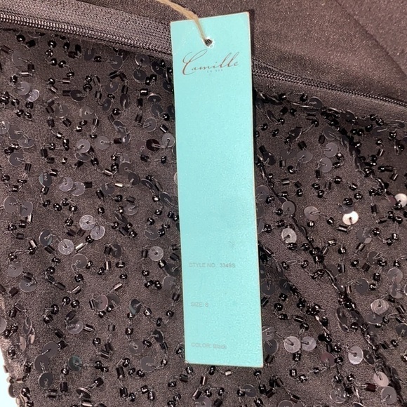 Camille La Vie high-waisted sequinned skirt black Sz US 8 - Picture 11 of 14
